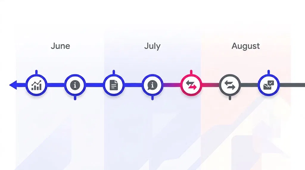 Timeline of Google Business Profile and local-business changes from June through August 2026