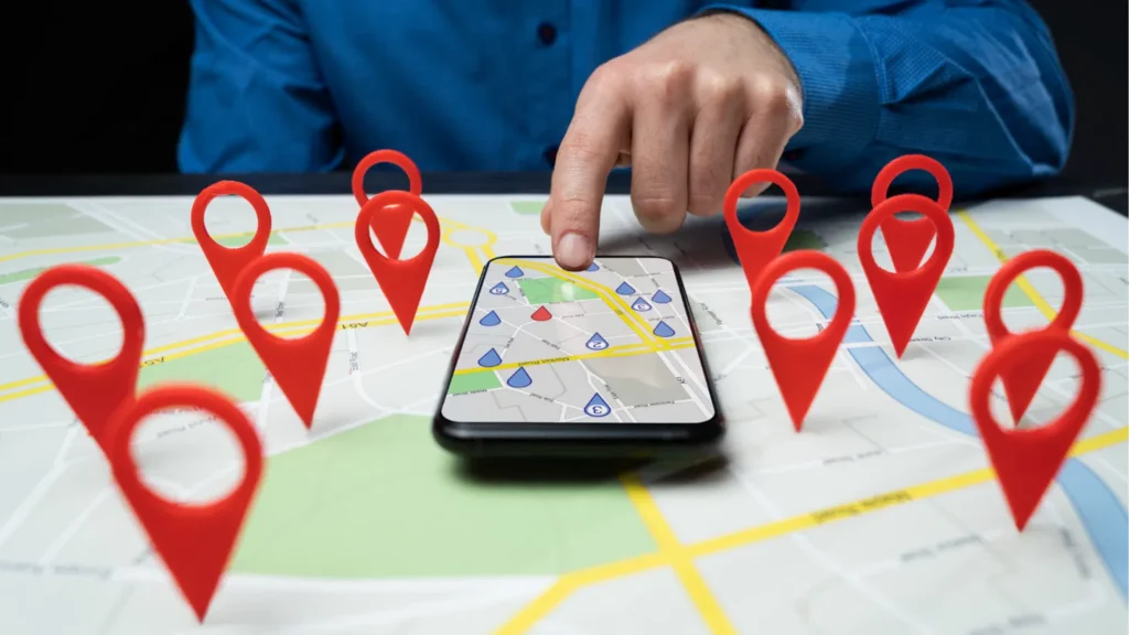Local SEO task checklist with directory listings, reviews, page updates, and a location pin
