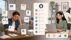 Founder organizing recurring business tasks with help from a virtual assistant