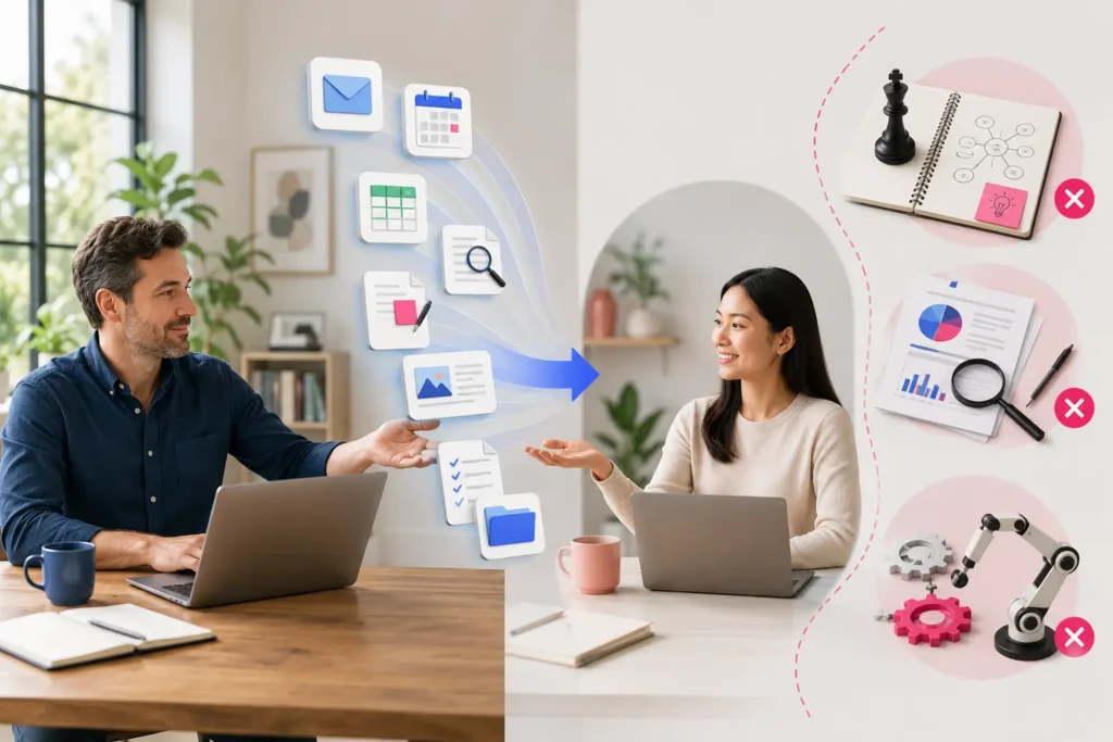 Visual showing when recurring remote work is suitable for a virtual assistant and when another option may be better