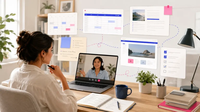 Founder organizing business tasks with support from a remote virtual assistant