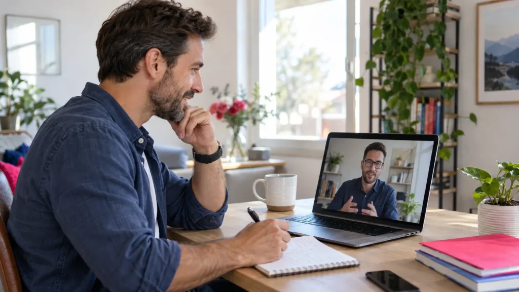 Business owner comparing collaboration tools while working with a remote virtual assistant