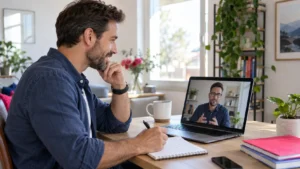 Business owner comparing collaboration tools while working with a remote virtual assistant