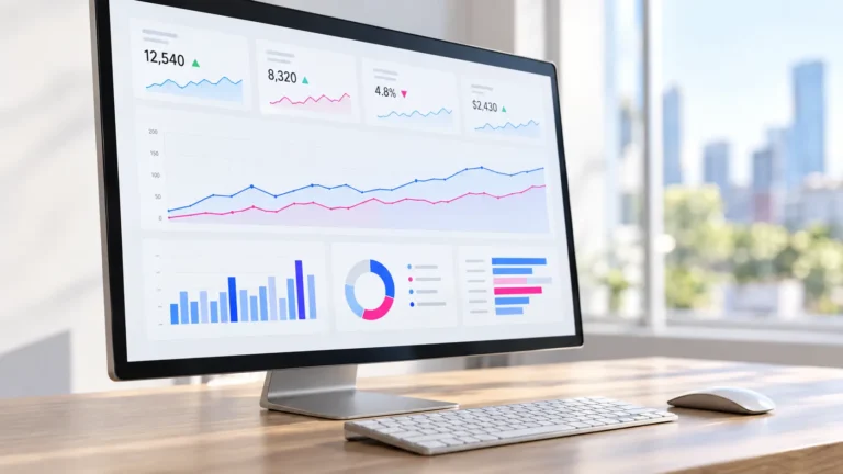 Analytics dashboard prepared for recurring virtual assistant reporting