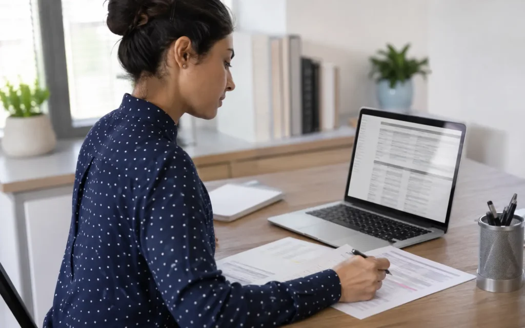 Human virtual assistant checking an AI-assisted business report
