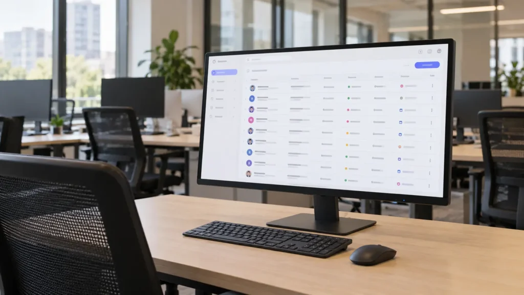 Sales prospecting workspace showing an organized digital prospect and follow-up queue